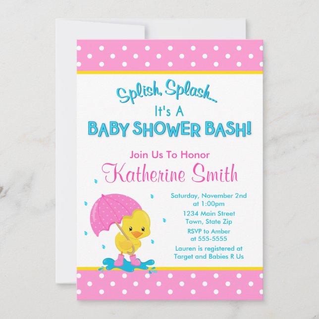 Duck Girl Baby Shower Einladungs-12x18 Einladung (Vorderseite)