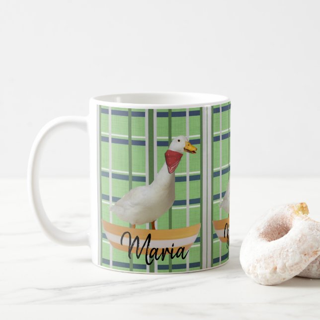Duck Green Black Karierte Tasse (Mit Donut)