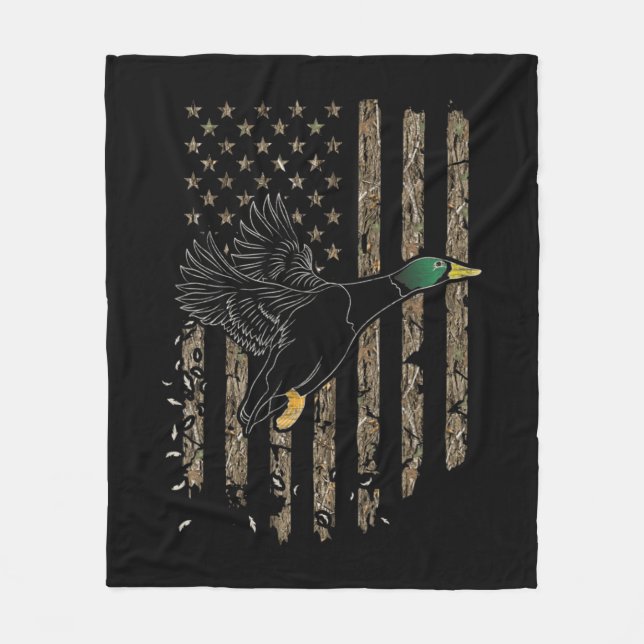 Duck Hunter American Flag Wasservögel Jagd Camouf Fleecedecke (Vorderseite)
