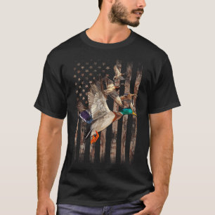 Duck Hunter American Flag Wasservögel Jagd T-Shirt