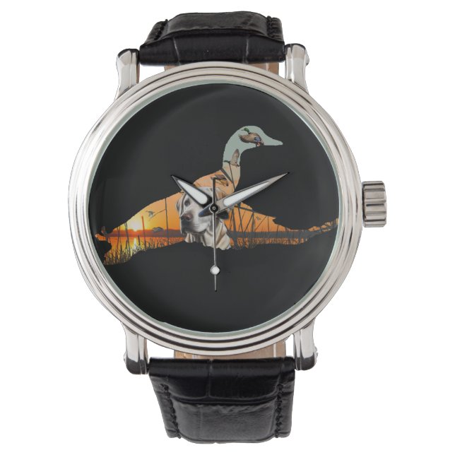 Duck Hunter Watch, White Labrador Retriever Armbanduhr (Vorderseite)