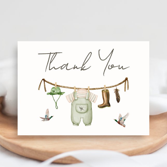 Duck Hunting Baby Shower Dankeskarte (Little Hunter Duck Baby Shower Thank you Card)