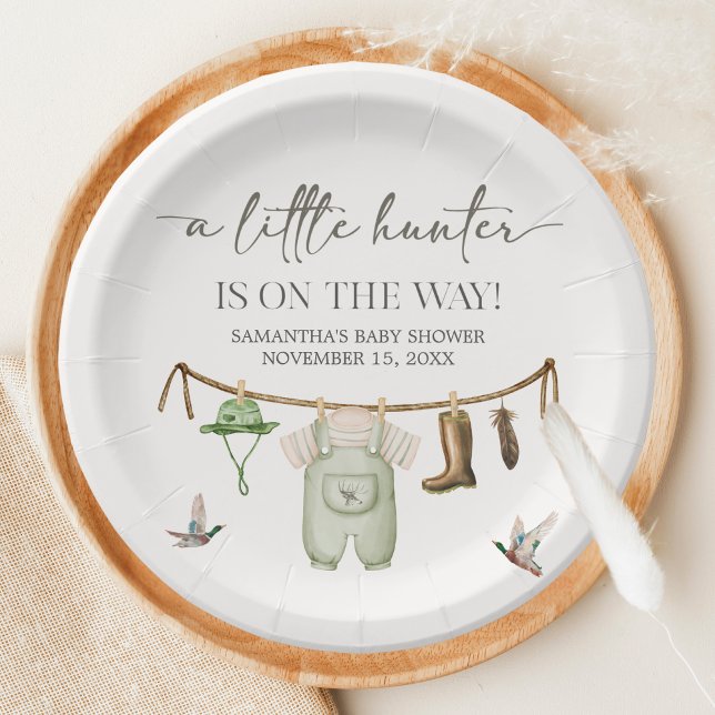 Duck Hunting Baby Shower Pappteller (Little Hunter Duck Baby Shower Paper Plate)