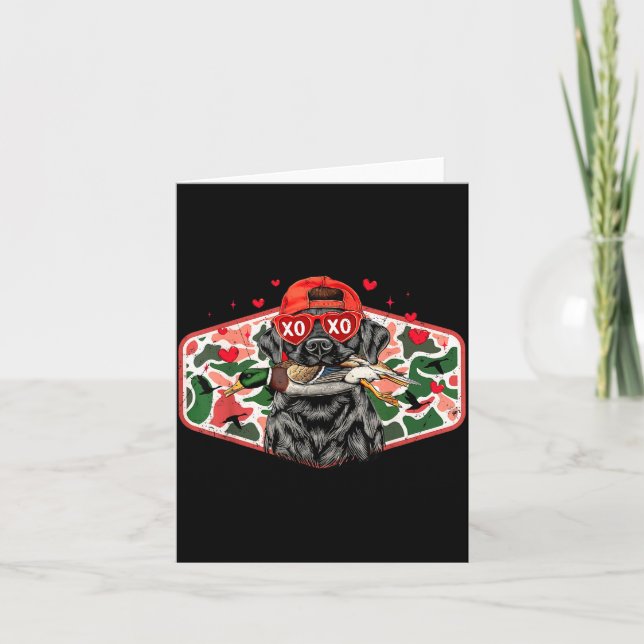 Duck Hunting Black Lab Camo Valentine's Day Xoxo H Karte (Vorderseite)