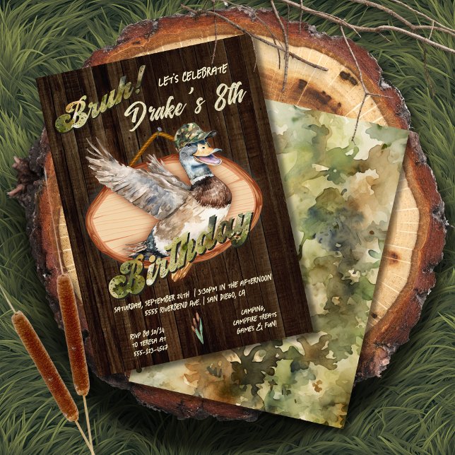 Duck Hunting Bruh Birthday Campout Einladung (Von Creator hochgeladen)