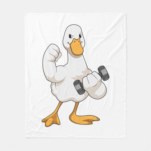Duck in Bodybuilding mit Dumbell Fleecedecke (Vorderseite)