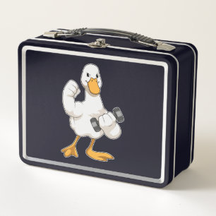 Duck in Bodybuilding mit Dumbell Metall Brotdose