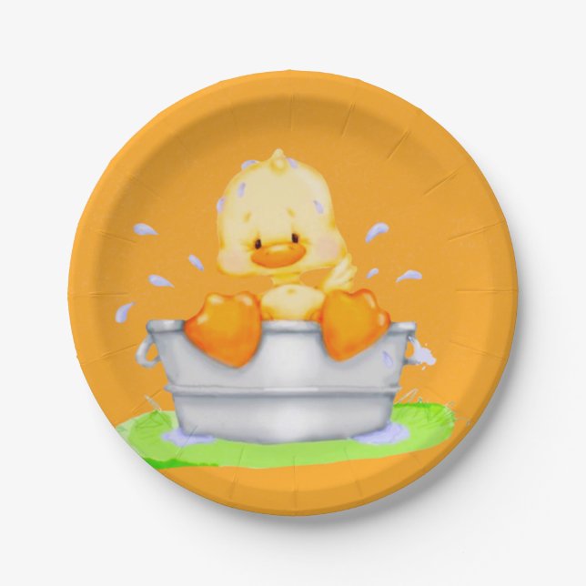 Duck in einer Tube Babydusche Pappteller (Vorderseite)