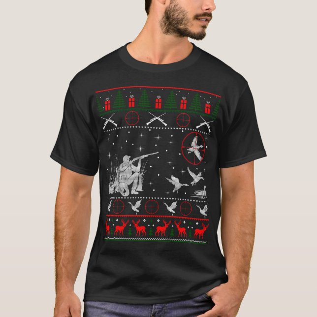 Duck Jagd Jäger Weihnachtsgeschenk hässlich Weihna T-Shirt (Vorderseite)