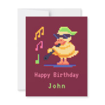 Duck Jouer Musique Pixel Art Carte Plat