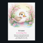 Duck Kids Girl Birthday Einladung<br><div class="desc">Bereiten Sie sich auf ein Vogelabenteuer wie nie zuvor mit unserer "Ente-Kindergeburtstag-Einladung" vor. Dieses faszinierende Design präsentiert eine niedliche Ente inmitten kahliger Details und verspricht einen Tag voller Spannung, Abenteuer und Feiern. Stellen Sie sich die Freude an jungen Gesichtern vor, wenn sie diese einzigartige Einladung erhalten und sie in eine...</div>