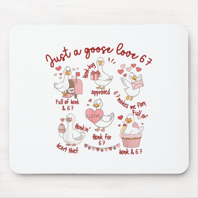 Duck Love 67 Goose Valentine Lover Funny Valentine Mousepad (Vorne)