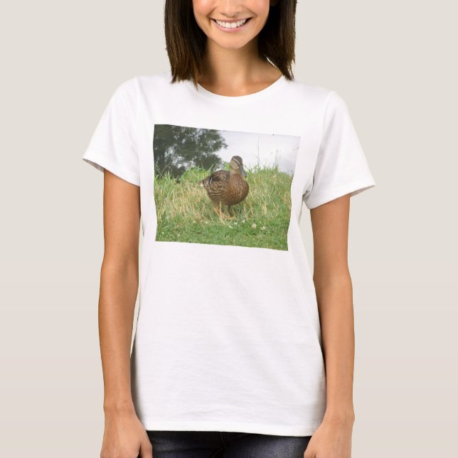Duck Mallard Female Niedlich Nature Foto T-Shirt (Vorderseite)