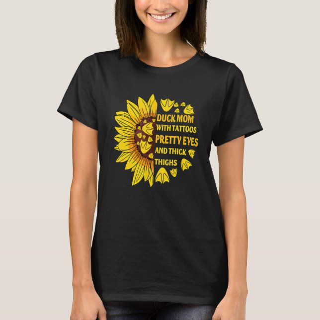 Duck Mama mit Hübschen Augen Tattoos dicken Obersc T-Shirt (Vorderseite)
