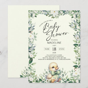 Duck mit Bow Greenery Baby Duwer Einladung