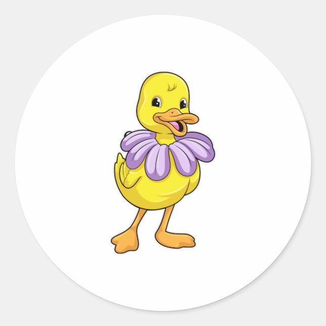 Duck mit Daisy Runder Aufkleber (Vorderseite)