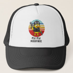 Duck mit Pistols Crazy Vintag, Pew Pew Madafakas Truckerkappe