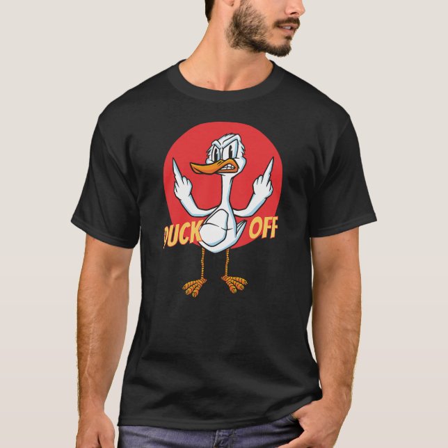 Duck Off Sarcastic Funny Middle Finger Pun Duck Ca T-Shirt (Vorderseite)