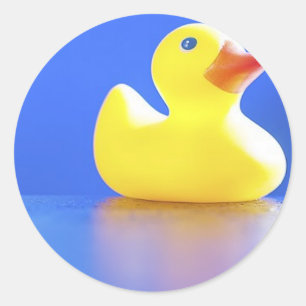 Duck on Blue Runder Aufkleber