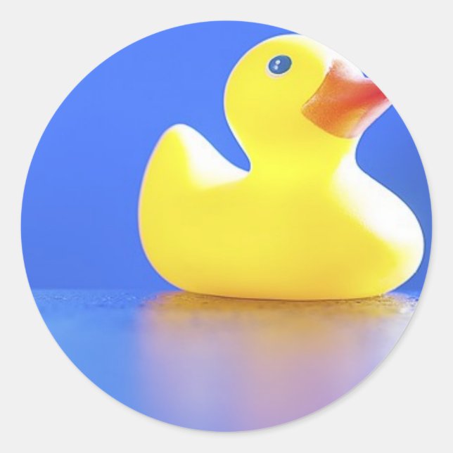 Duck on Blue Runder Aufkleber (Vorderseite)