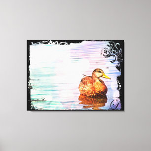Duck on Pastel Waters Postcard Canvas Leinwanddruck