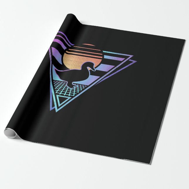 Duck Retro 80er EDM Synthwave Gift T - Shirt Geschenkpapier (Ungerollt)