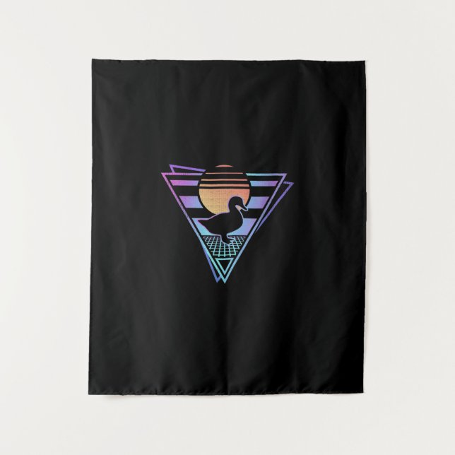 Duck Retro 80er EDM Synthwave Gift T - Shirt Wandteppich (Vorderseite)