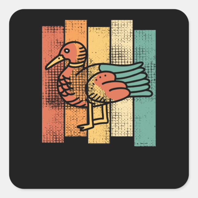 Duck Retro Quadratischer Aufkleber (Vorderseite)