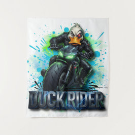 Duck Rider 3D Cyber-Enten-Motorrad-T-Shirt Wandteppich