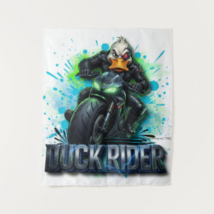 Duck Rider 3D Cyber-Enten-Motorrad-T-Shirt Wandteppich