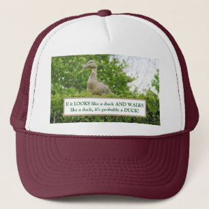 DUCK SITZEN AUF HEDGE/WENN ES WIE EIN DUCK AUSSIEH TRUCKERKAPPE
