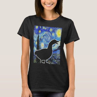 Duck Starry Night Van Gogh Funny Duck Bauer T-Shirt