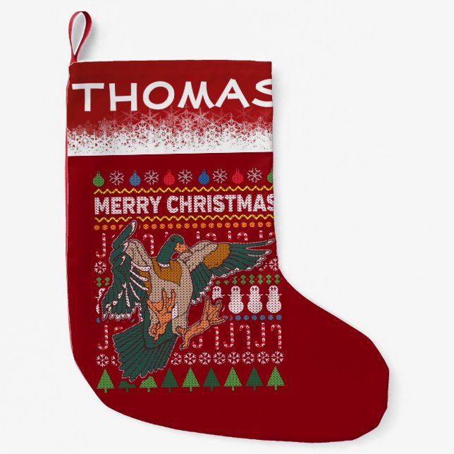 Duck Ugly Christmas Sweater Wildlife Series Kleiner Weihnachtsstrumpf (Vorderseite)