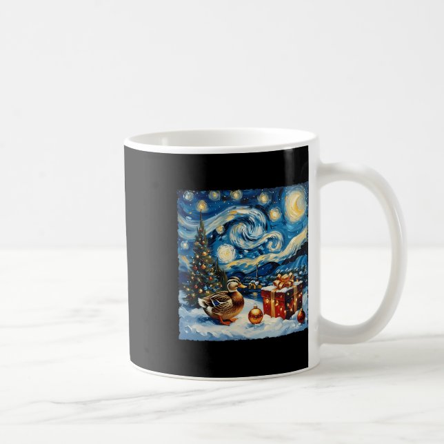 Duck Van Gogh Style Starry Night Weihnachtsfest Kaffeetasse (Rechts)