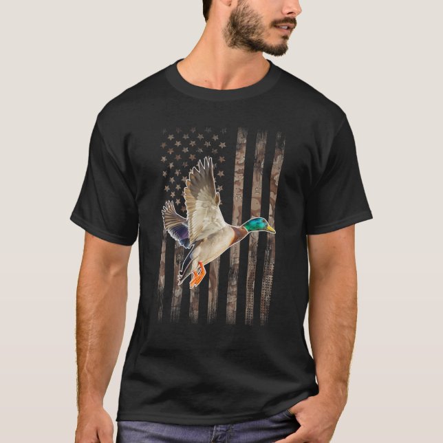 Duck Waterfowl Duckaholic Hunter Camouflage US Ame T-Shirt (Vorderseite)