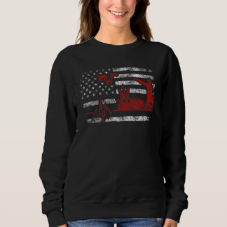 Duck Waterfowl Jagd Heartbeat Retro Us Flag Hun Sweatshirt