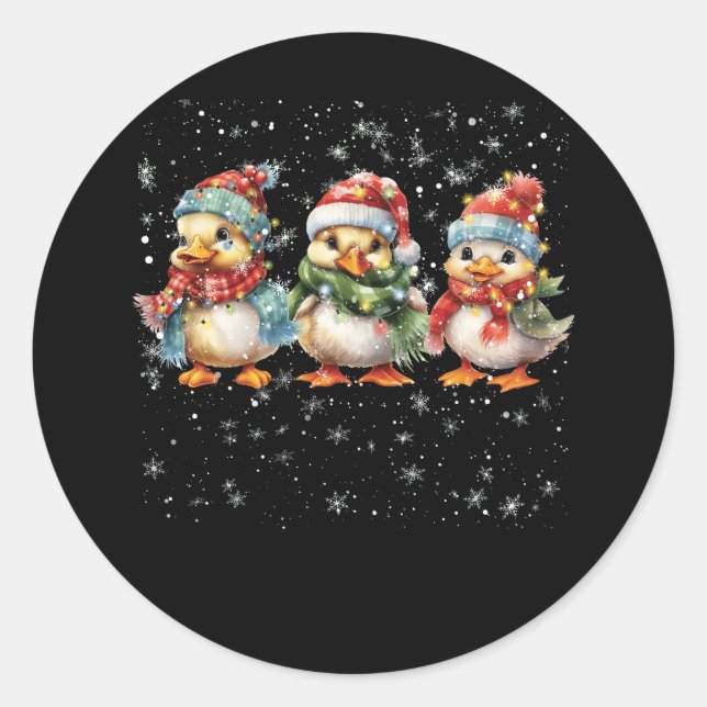 Duck Weihnachtsmannmütze Weihnachtsleuchten Albern Runder Aufkleber (Vorderseite)