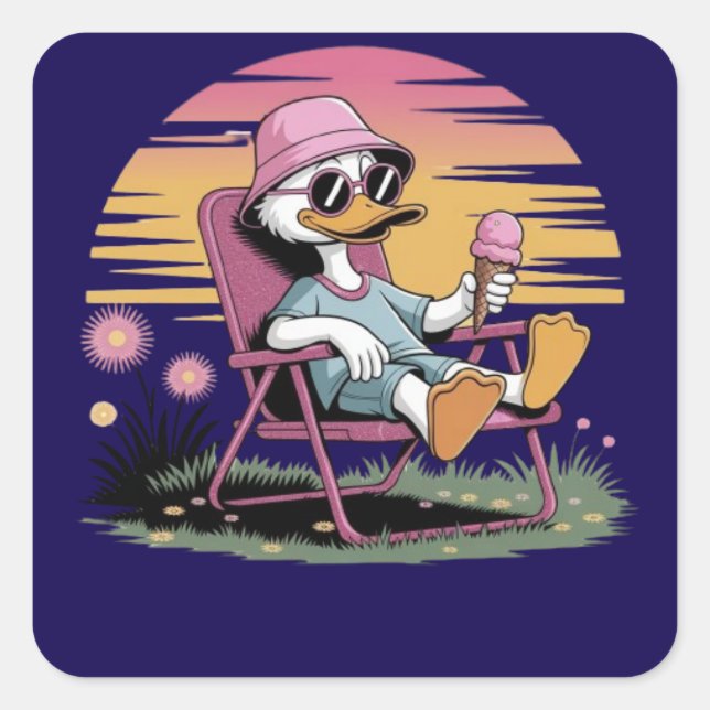 Duckessen sommerliches Eis Quadratischer Aufkleber (Vorderseite)