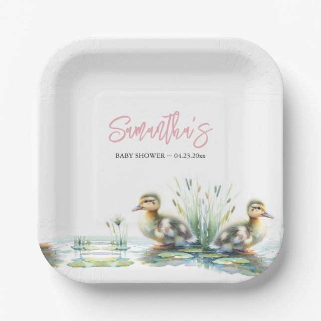 Duckling Baby Dusche verfügbar Pappteller (Vorderseite)