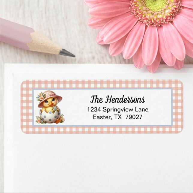 Duckling Chick in Easter Egg on Pink Gingham Plaid (Von Creator hochgeladen)