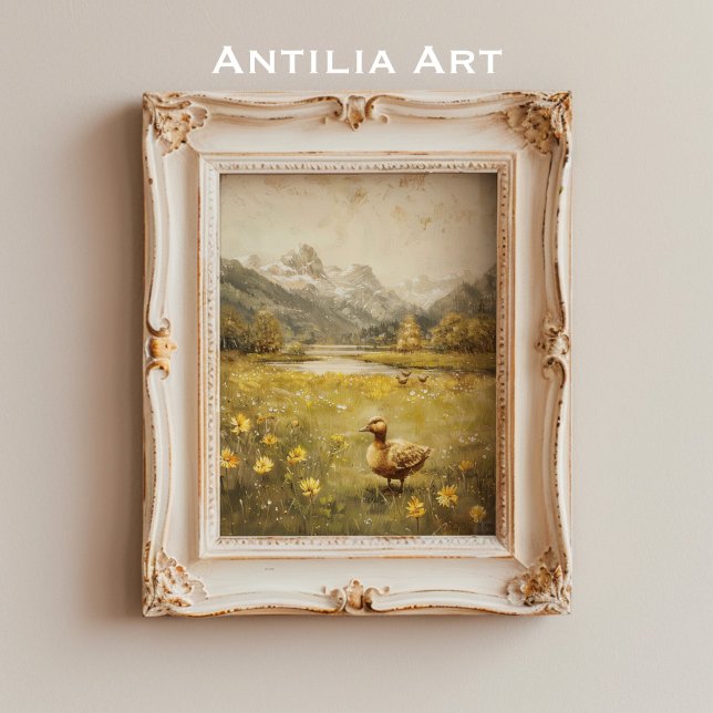 Duckling Mountain Wiese Landschaft Vintage Natur Poster (Von Creator hochgeladen)