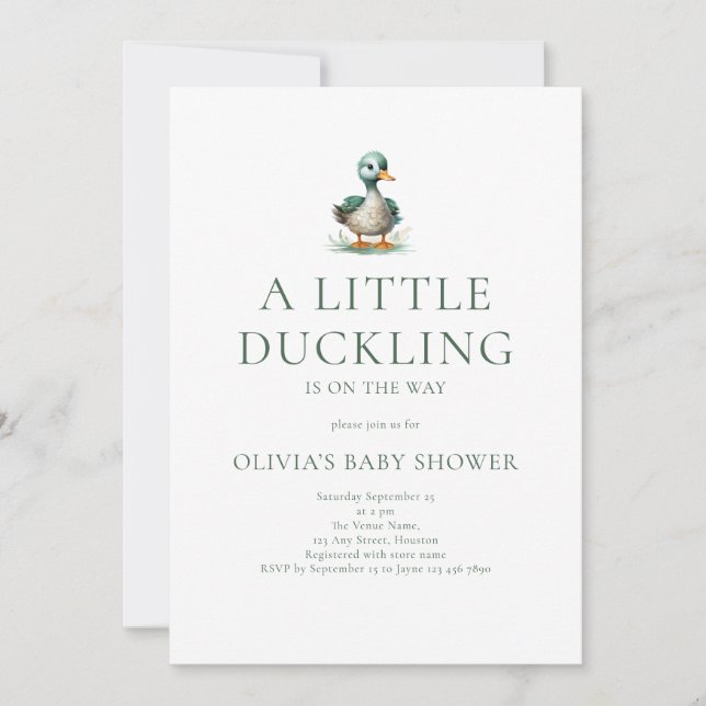 Duckling on way Duck Gender Neutral Baby Shower Einladung (Vorderseite)