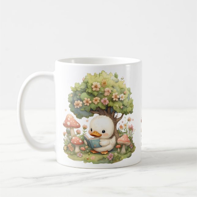 Duckling Reading Under a Tree - Whimsical and Rela Kaffeetasse (Links)