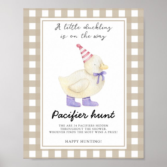 Duckling Schnuller Jagd Kinderdusche Poster (Vorne)