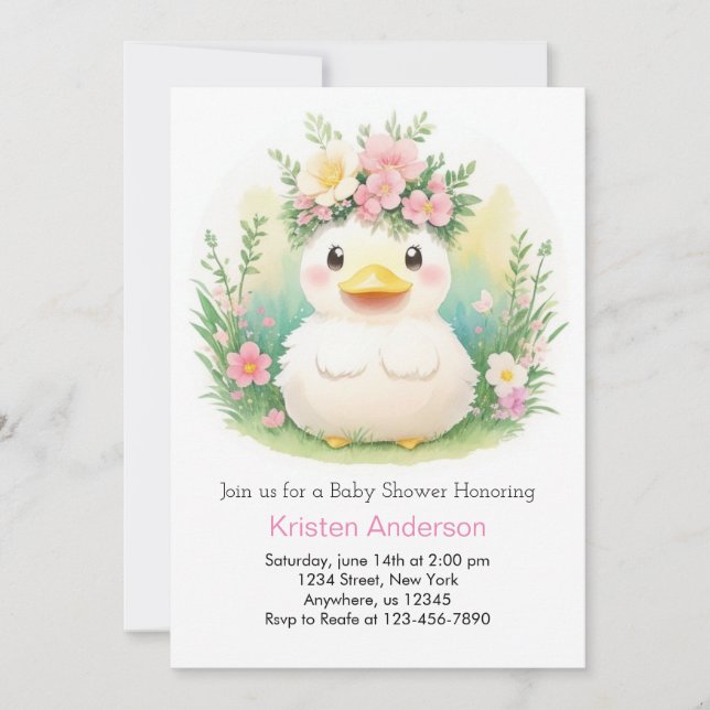 Duckling Sunshine Celebration: Girl Baby Shooter Einladung (Vorderseite)