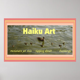 Ducklings Haiku Art Print Poster