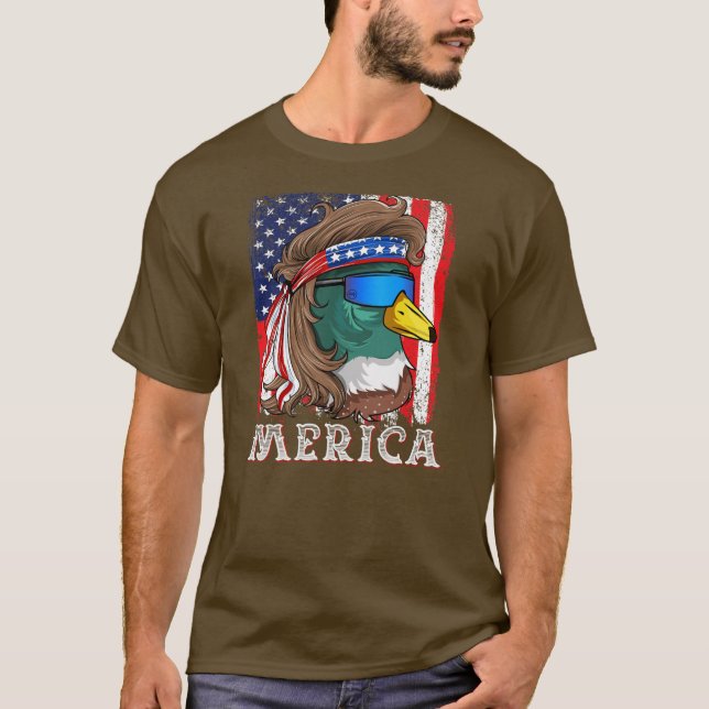 DuckoAlkoholische Mallard Duck American Flag Water T-Shirt (Vorderseite)