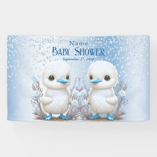Ducks Blue Floral Baby Dusche Willkommen Banner