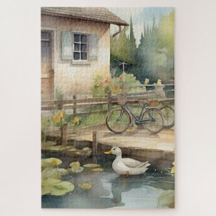 Ducks Country Garden Pond Scene 2