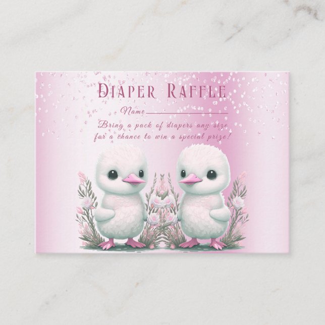 Ducks Ducks Pink Floral Baby Dusche Begleitkarte (Vorderseite)